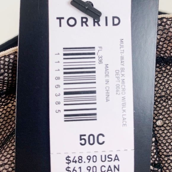 NWT Torrid Black Microfiber Lightly Lined Multi-way Convertible Strapless Bra - Picture 8 of 9
